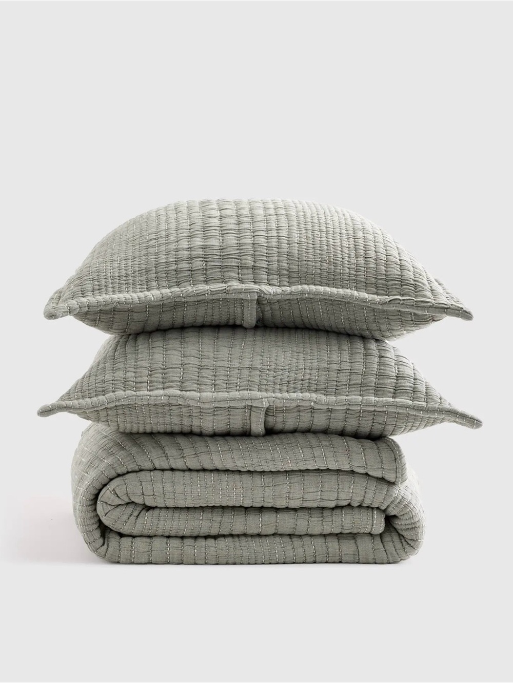 Quince NWOT100% Organic Cotton Channel Stitch Coverlet with one Sham in twin 101